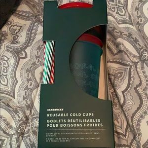 Starbucks holiday cold reusable cups with straws